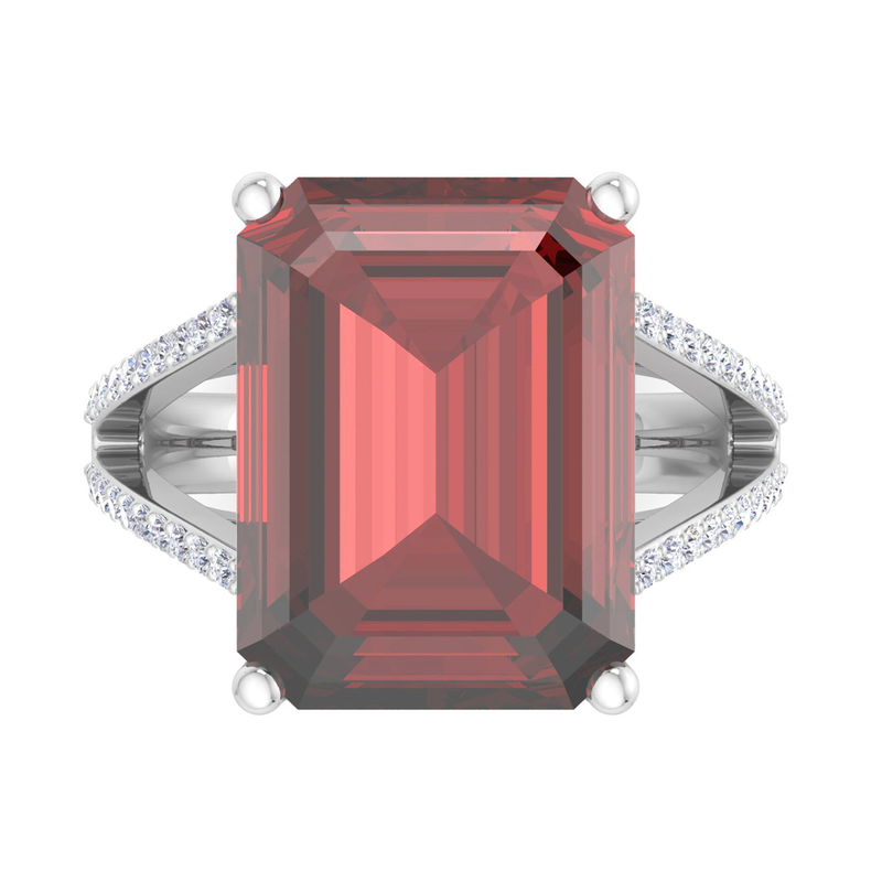 Martha Stewart 10 1/4ctw. Emerald Cut Garnet & Lab Grown Diamond Ring In Sterling Silver image number null